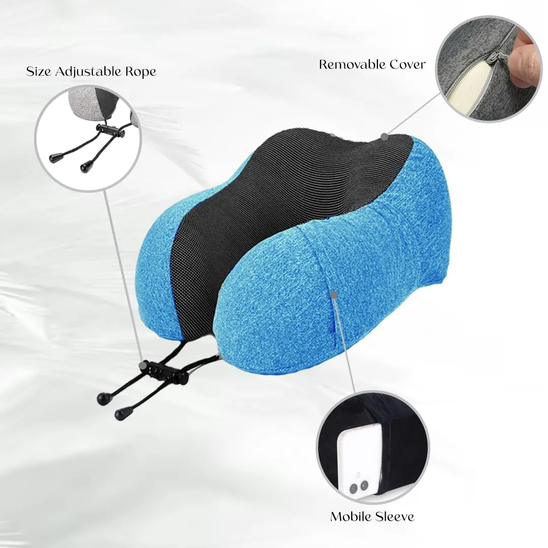 Premium Memory Foam Neck Pillow | NP-04 (Sky Blue)