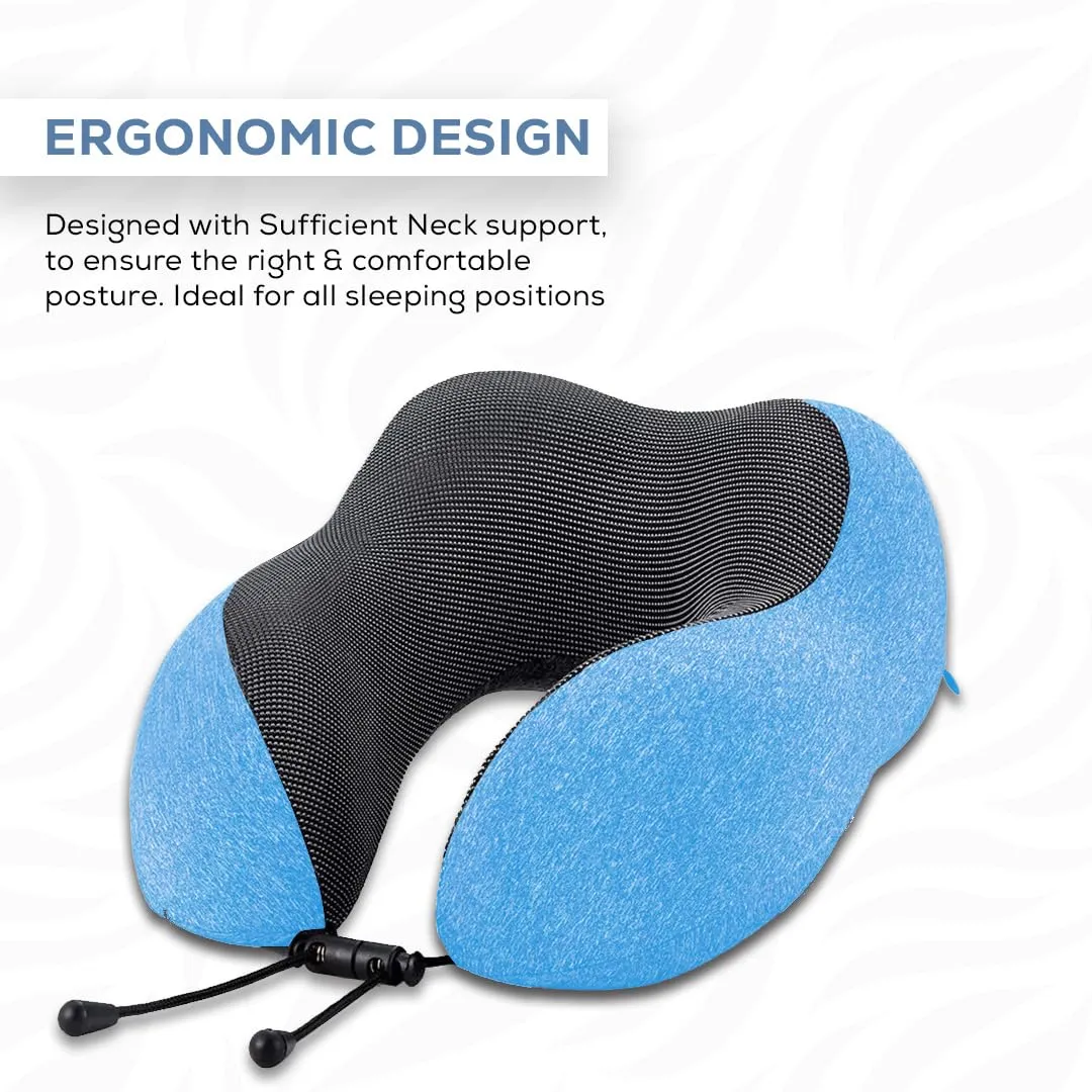 Premium Memory Foam Neck Pillow | NP-04 (Sky Blue)