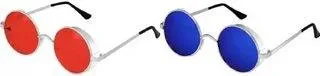 Round Sunglasses (For Men & Women, Red, Blue)