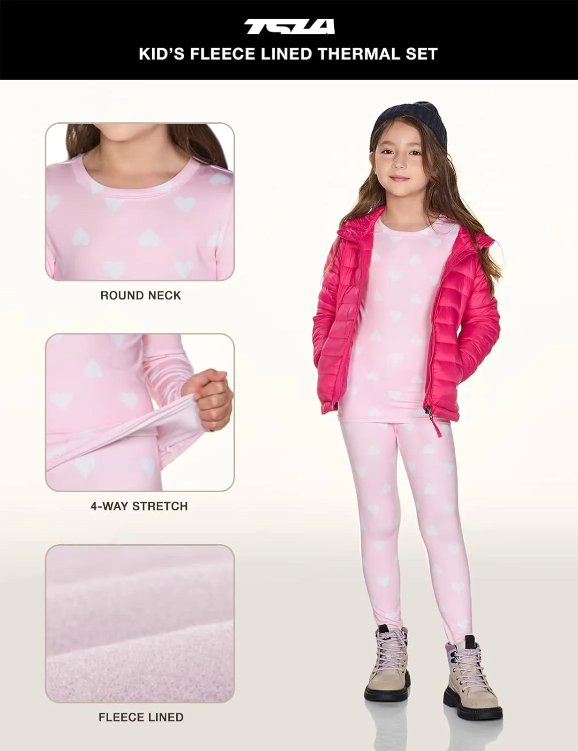 TSLA Kid's & Boy's and Girl's Thermal Underwear Set, Soft Fleece Lined Long Johns, Winter Base Layer Top & Bottom