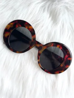 Twiggy Large Round Tortoiseshell Sunglasses