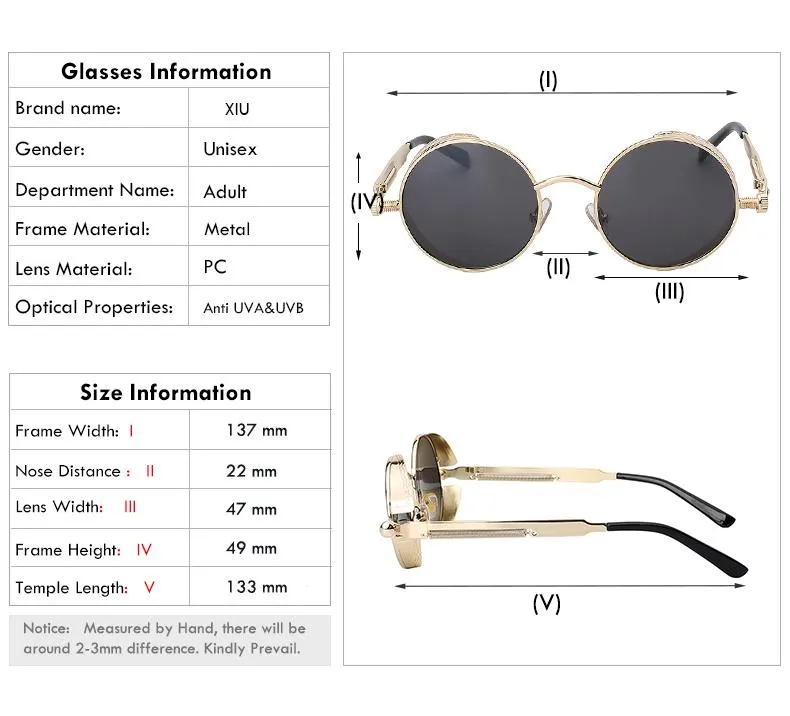 Unisex Retro Vintage Round Metal Sunglasses UV400